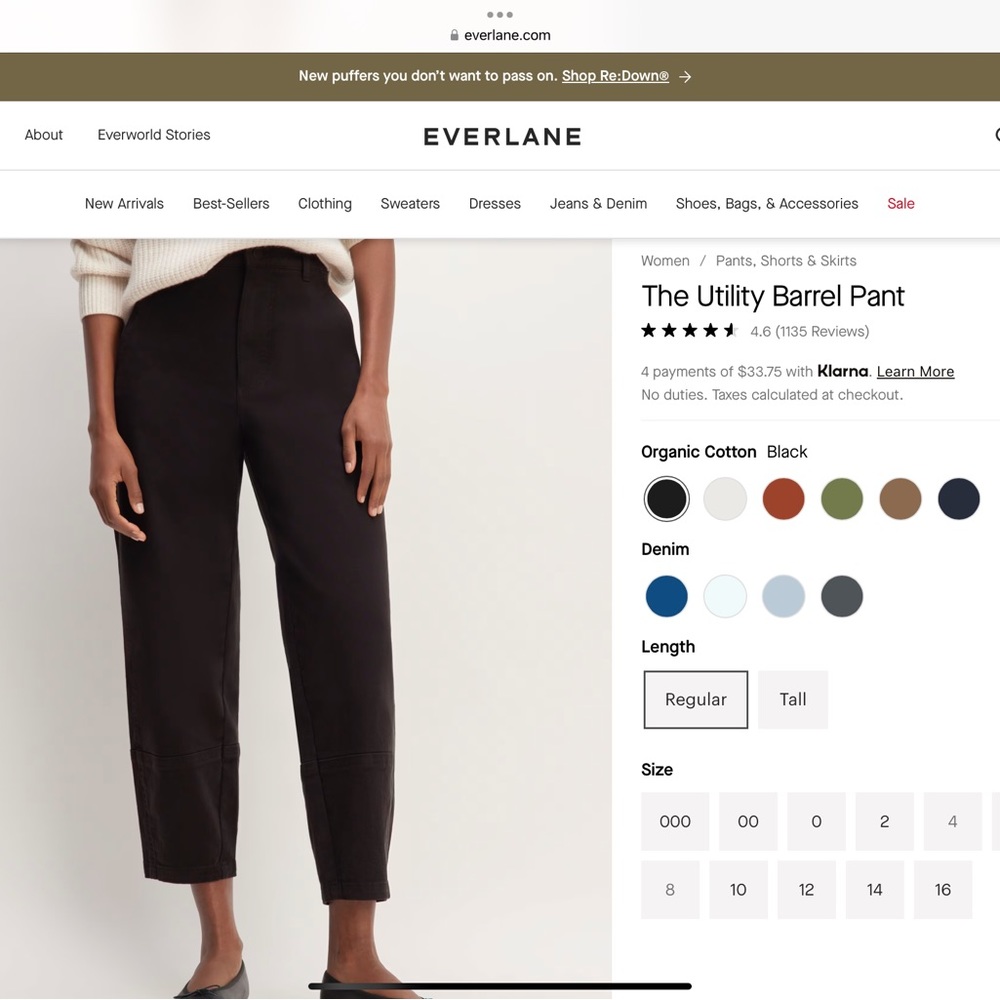 EUC Everlane Utility Barrel Pant Size 4